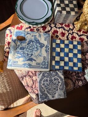 Blue Floral Paper Napkin Set of 3